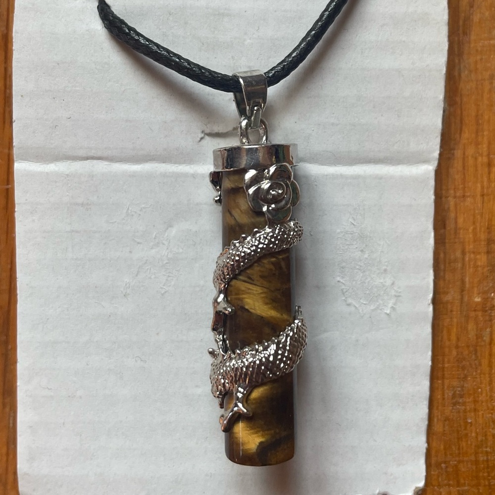 tigers eye pendant cord necklace